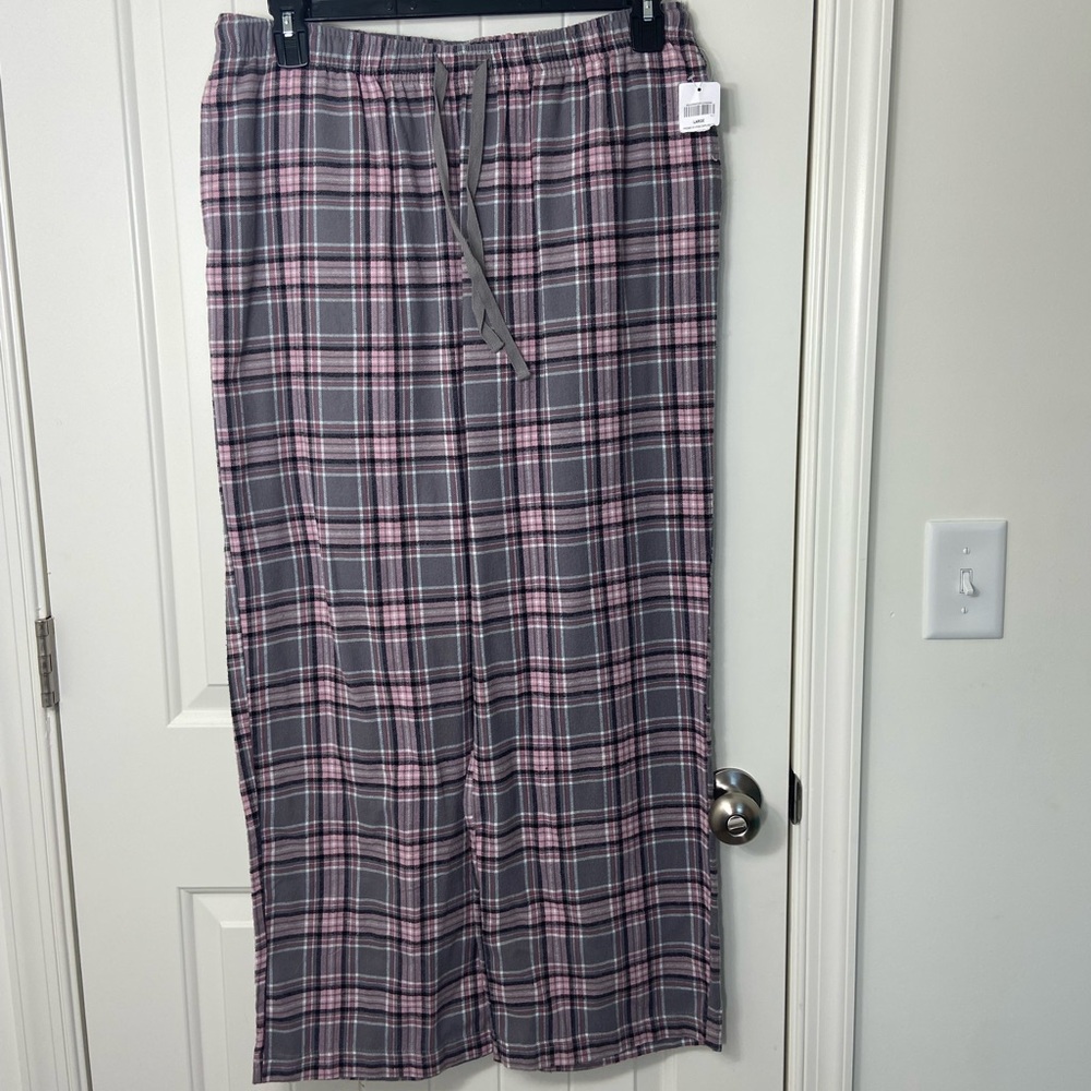 NEW Natural Reflections women’s gray pink elastic drawstring pajama‎ pants large